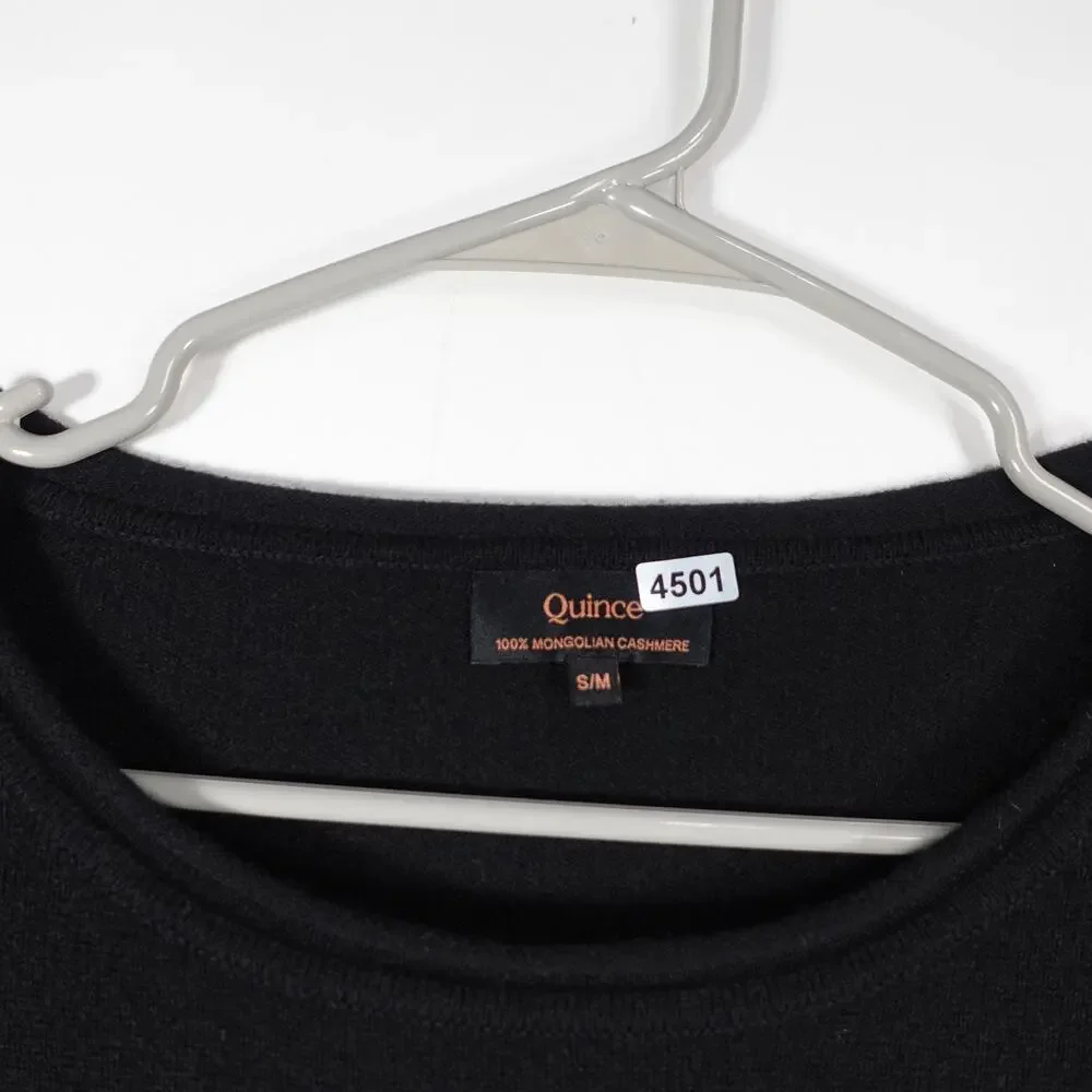 EUC Quince Women’s Mongolian Cashmere Batwing Sweater Black Sm/Med Relaxed Fit - Picture 4 of 9